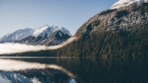 mountains, lake, sky - wallpapers, picture