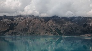mountains, lake, clouds, wow, new zealand