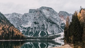 mountains, lake, reflection, sky