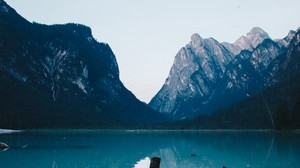 mountains, lake, landscape, shore, water