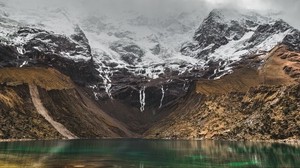 mountains, lake, landscape, water, snow - wallpapers, picture