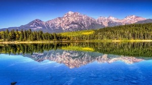 montañas, el lago, paisaje, hermoso