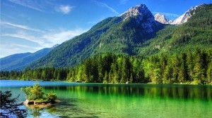 mountains, the lake, peace, summer