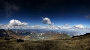 mountains, open spaces, height, distance, immense, clouds, voluminous