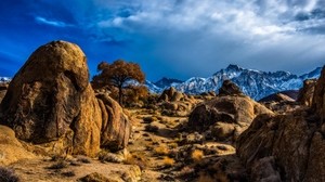 mountains, desert, stones, sky, hdr - wallpapers, picture