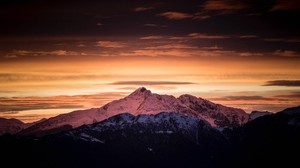 mountains, dawn, clouds, horizon, peaks - wallpapers, picture
