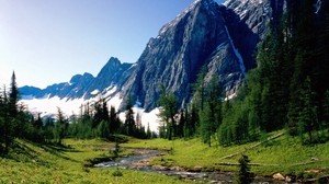 mountains, river, source, greens