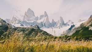 montagne, fiume, erba, paesaggio, catena montuosa - wallpapers, picture