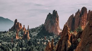 mountains, rocks, trees, landform, rocky - wallpapers, picture
