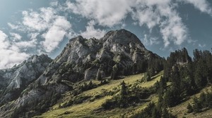 山，岩石，云，风景，山麓小丘