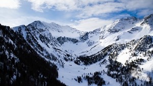 mountains, snow, alps, clouds, snowy