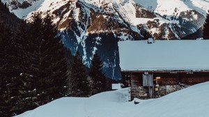 mountains, snow, the house, resort, morzine, France - wallpapers, picture