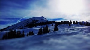 montañas, nieve, comieron, luz - wallpapers, picture