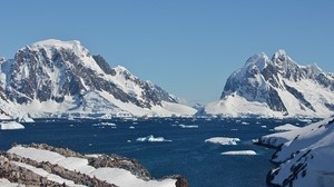 mountains, snow, ice, landscape, antarctica, north pole