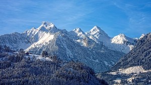 mountains, snow, peak, sky - wallpapers, picture