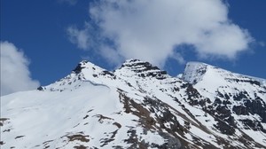 berge, schnee, gipfel, himmel, wolken