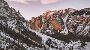 山脉，雪，峰，marebbe，意大利 - wallpapers, picture