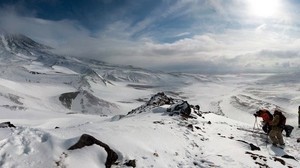 mountains, snow, climbing, climbing, height, conquest - wallpapers, picture