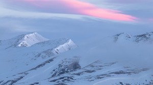 mountains, snow, snowy, landscape, dusk - wallpapers, picture