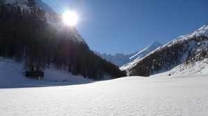 mountains, snow, winter, light - wallpapers, picture