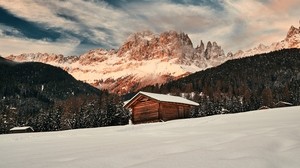 mountains, snow, winter, top, structure