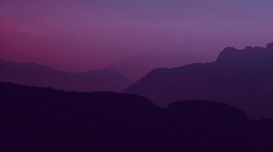 mountains, dusk, landscape, dark, purple