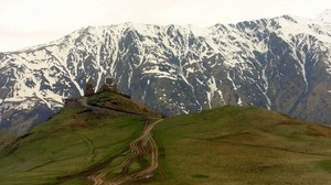 montañas, hierba, sendero