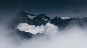 mountains, fog, clouds, peaks, height - wallpapers, picture