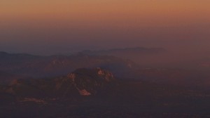 mountains, fog, height, dusk, moon - wallpapers, picture