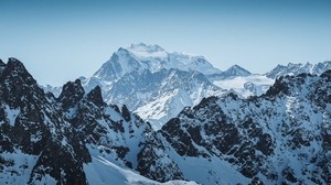 mountains, peak, alps, snowy, mountain range