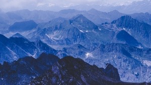 mountains, peak, rocks, fog, clouds - wallpapers, picture