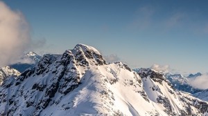 mountains, peak, snowy, slope, height