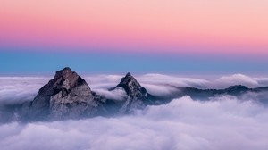 berg, toppar, moln, himmel, Schweiz