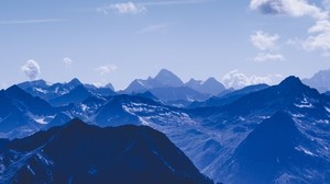 mountains, peaks, clouds, blue, sky - wallpapers, picture