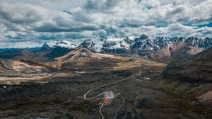 mountains, peaks, top view, clouds, peru - wallpapers, picture