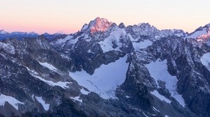 mountains, peaks, snowy, sky - wallpapers, picture