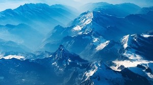 山脉，从上面看，云，雾，瑞士