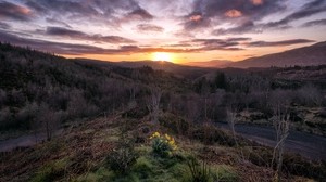 mountains, sunrise, sky, landscape, Loch Lomond, Trossachs, Scotland