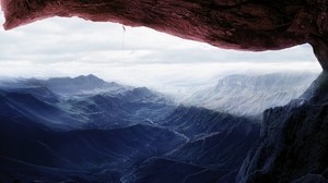 mountains, height, view, climber, rope, extreme, ridge