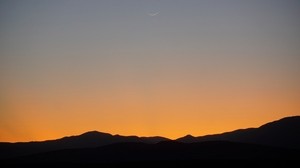 mountains, sunset, dusk, dark, moon - wallpapers, picture