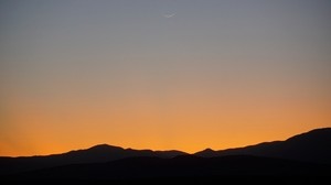 mountains, sunset, dusk, dark, moon