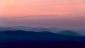 mountains, sunset, fog, sky, horizon, Urals, Russia - wallpapers, picture