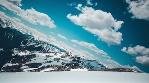 mountains, snowy, sky, snow - wallpapers, picture