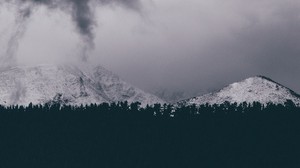mountains, snowy, clouds, cloudy, snow, winter