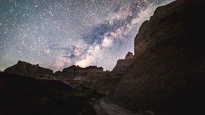 mountains, starry sky, stars - wallpapers, picture