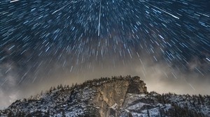 Berge, Sterne, Feuerwerk, Dolomiten, Italien