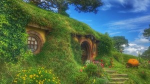 hobbiton, skogshus, fantastiskt, Nya Zeeland - wallpapers, picture