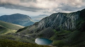 hills, lake, landscape, mountains, sky - wallpapers, picture