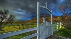 temple, gate, grave, fence, cross - wallpapers, picture