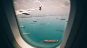 porthole, plane, top view - wallpapers, picture